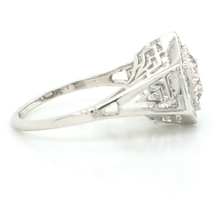 1.26ct 14k White Gold Filigree Engagement Ring Natural Champagne Round Diamond