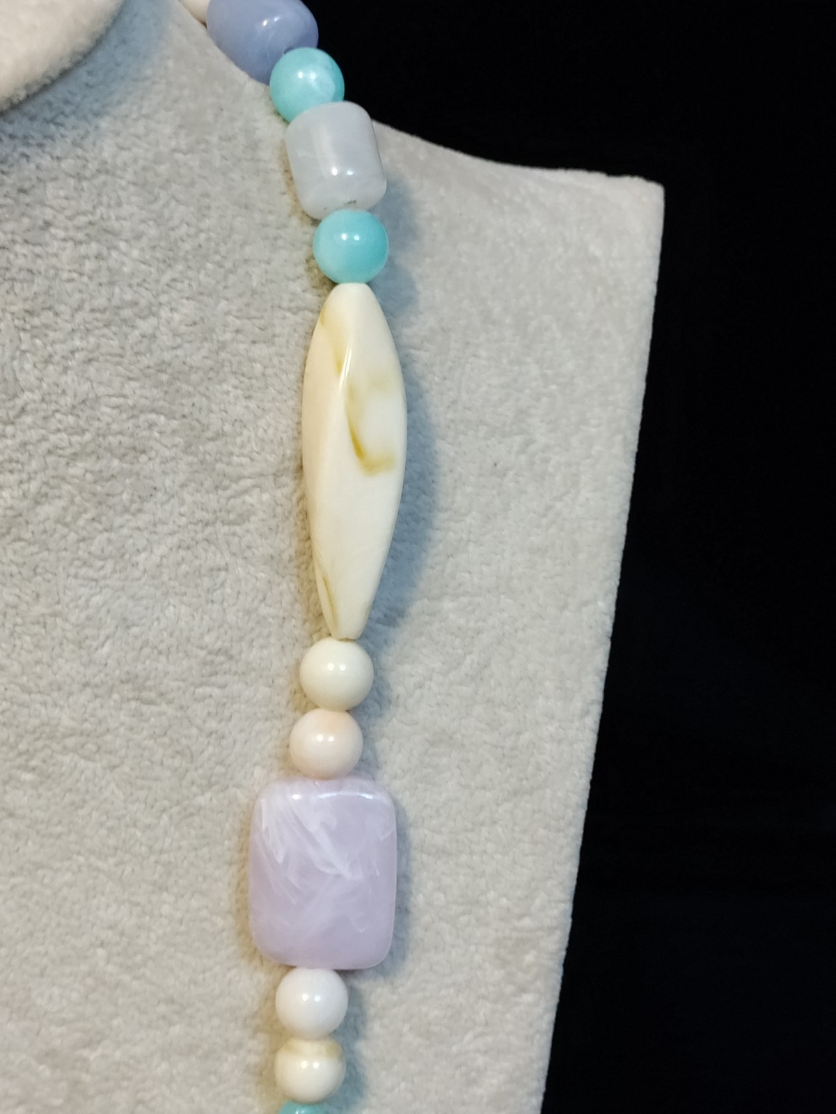 Vintage Soft Pastels Acrylic Multi Shaped Beaded Necklace