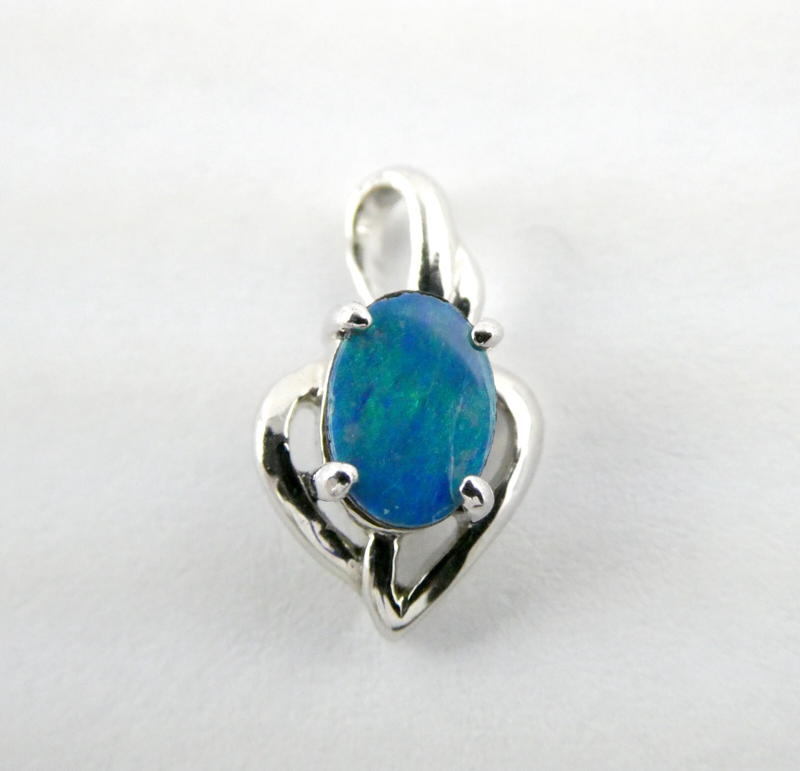Sterling Silver Australian Blue Opal Doublet Pendant 925 .5 Inch Long .8g AS IS
