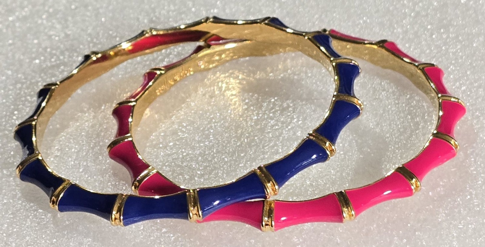 Vintage signed STELLA & DOT Navy Blue & Pink Bangle Bracelets Set