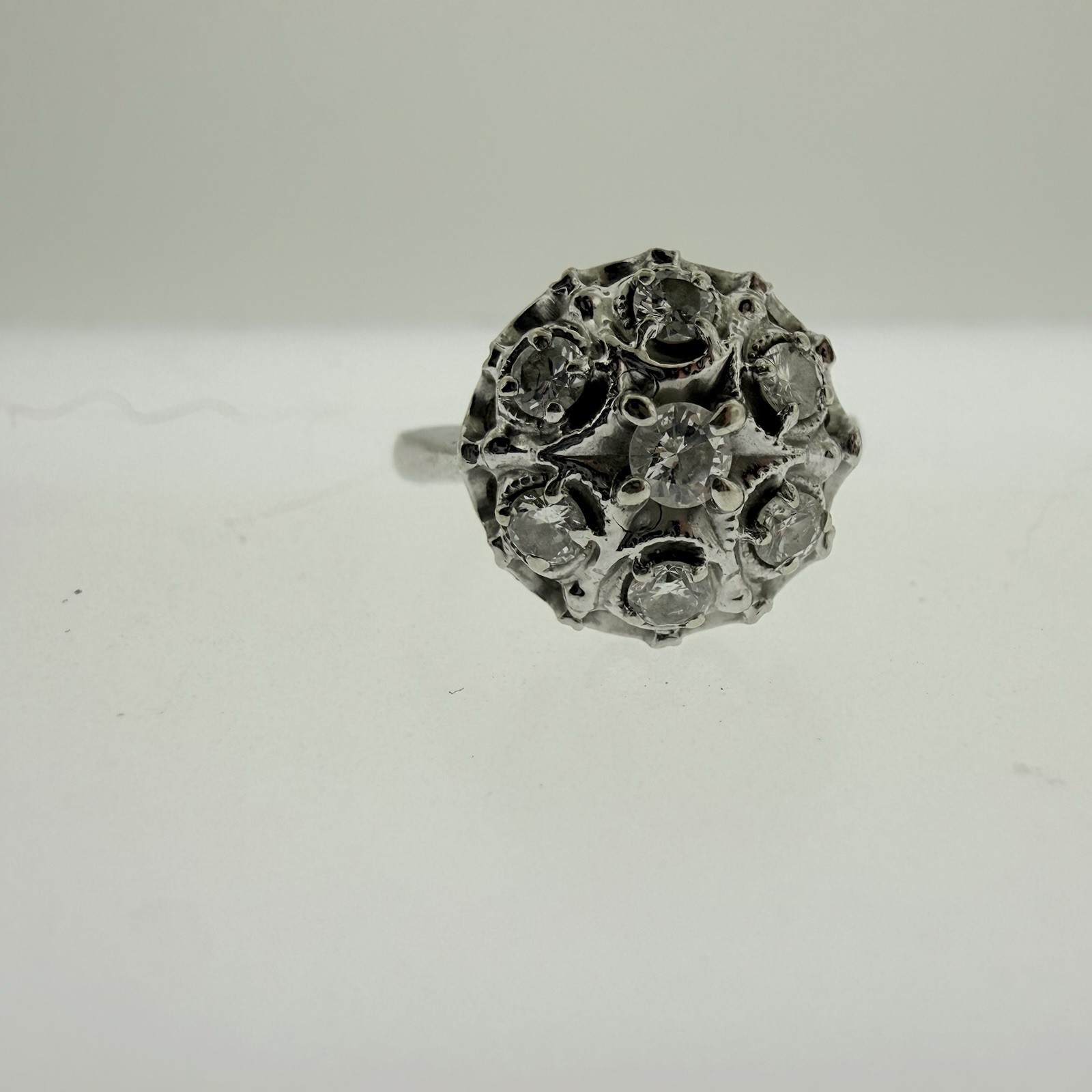 VINTAGE Estate 14k White Gold NATURAL Diamond 0.40CTTW Ring–Size 6