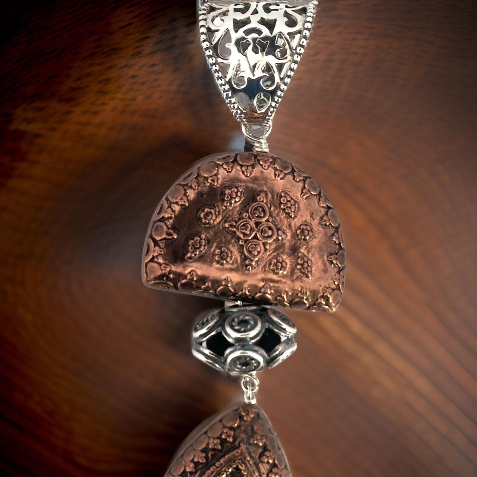 STERLING SILVER & COPPER AKR AMY KAHN RUSSELL BALI DROP PENDANT ENHANCER #8018