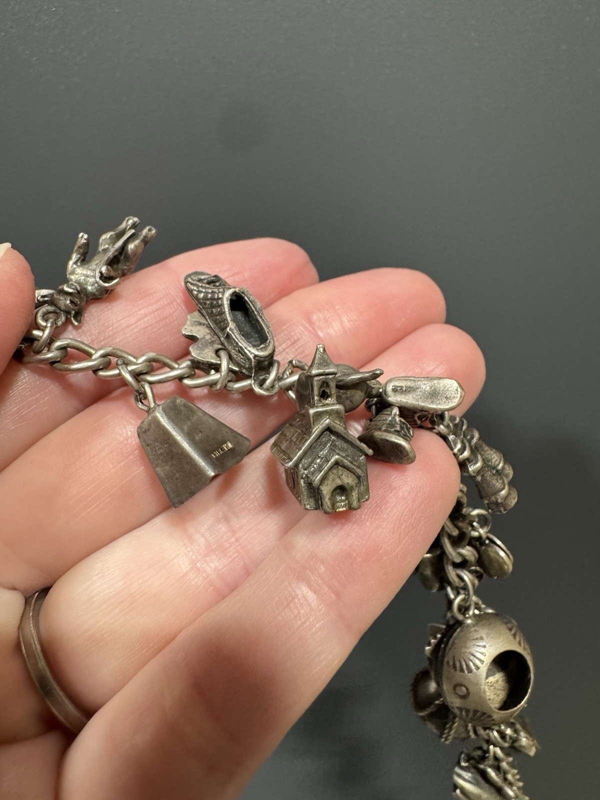 Vintage Sterling Silver Charm Bracelet Southwest Western 24 Charms 1.64oz
