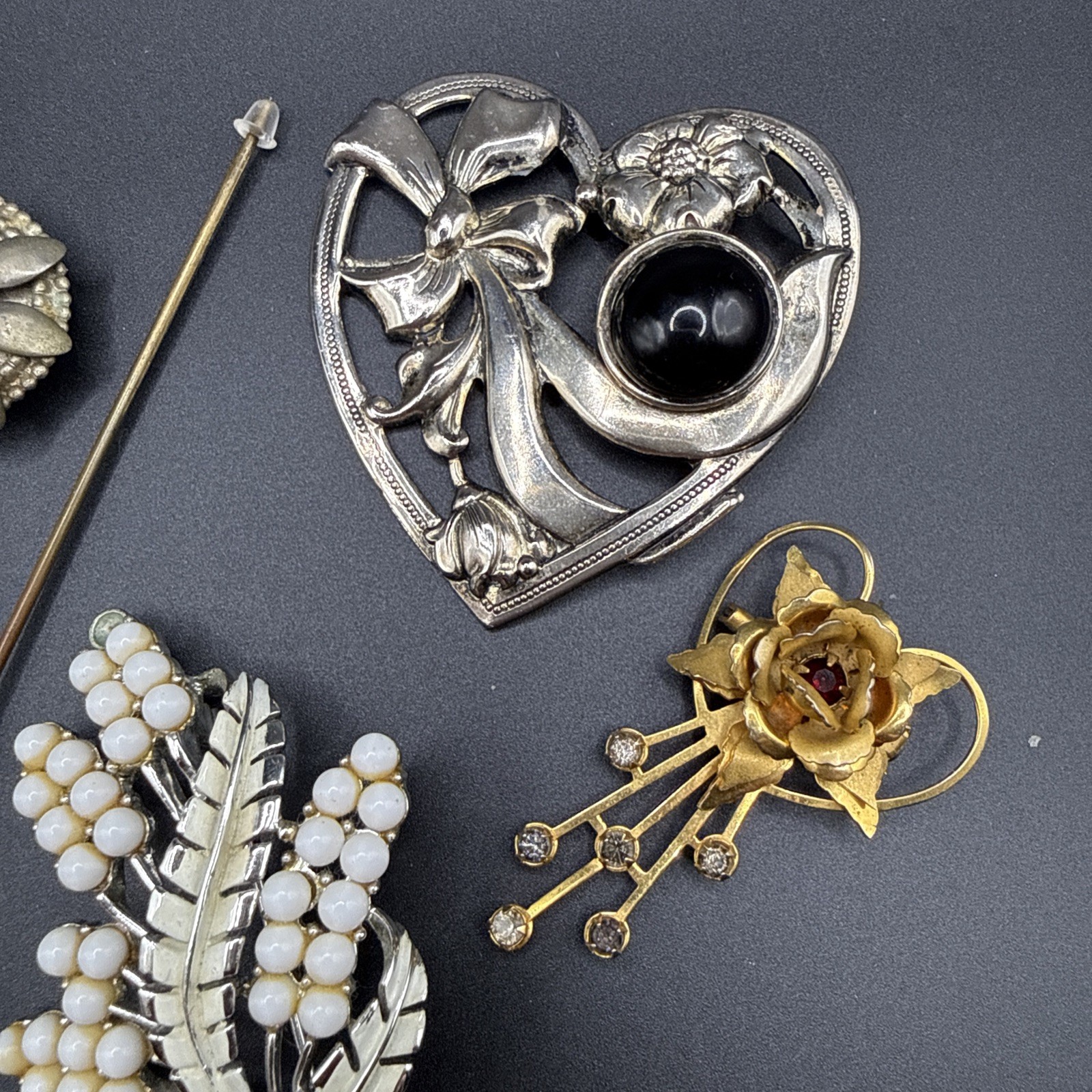 Vintage Brooch Lot For Repair Coro Unsigned Antique