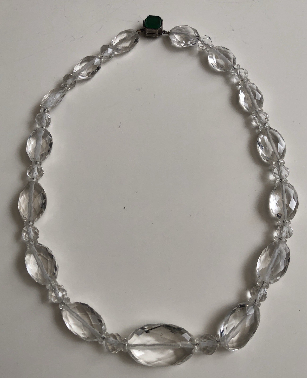 Vintage Faceted Rock Crystal `16” Necklace Graduated, W. Germany, Sterling Clasp