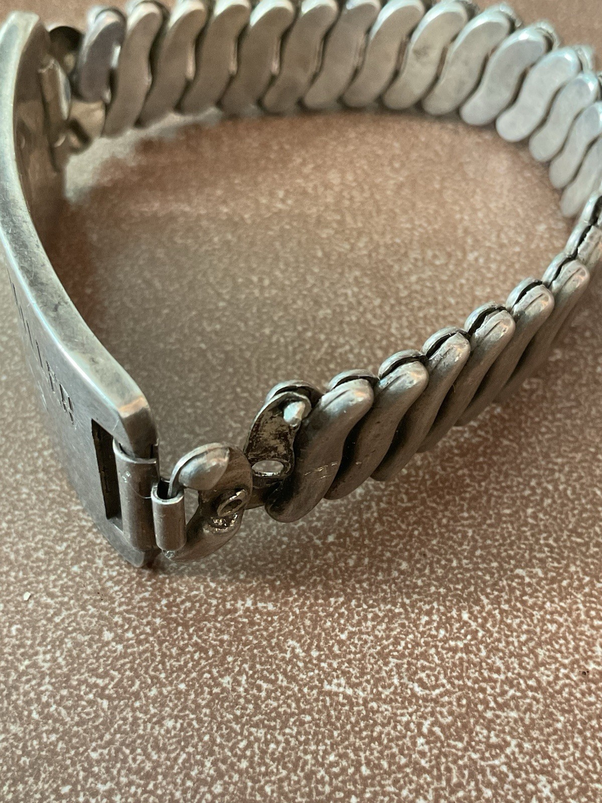 Vtg Heavy Solid 925 Sterling Silver ID Bracelet Expansion Link Stretch Band 44 g