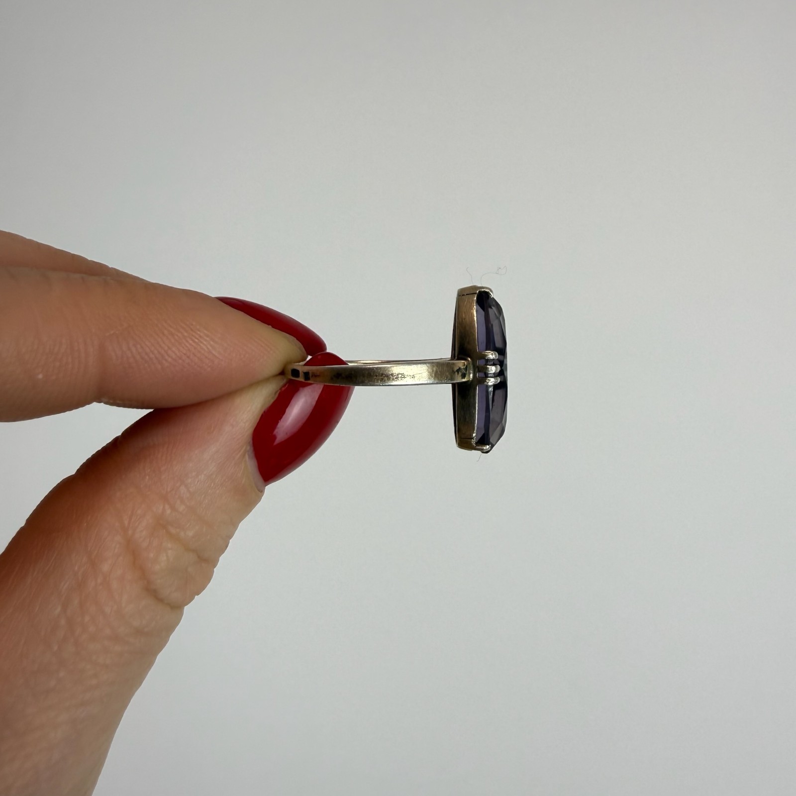 Vintage Soviet RING Silver 875 mark Star USSR, Women’s jewelry purple stone
