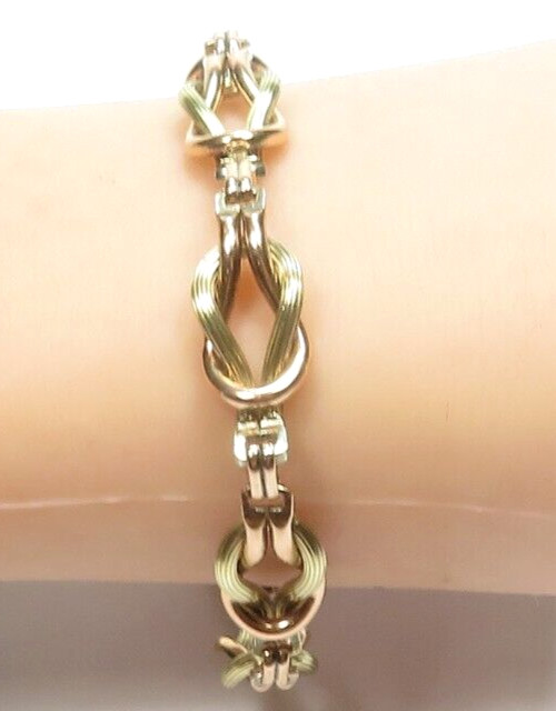 Antique 1940’s Link Bracelet 10 Karat Rose Green Gold 9 1/4″ Length .417″ Width