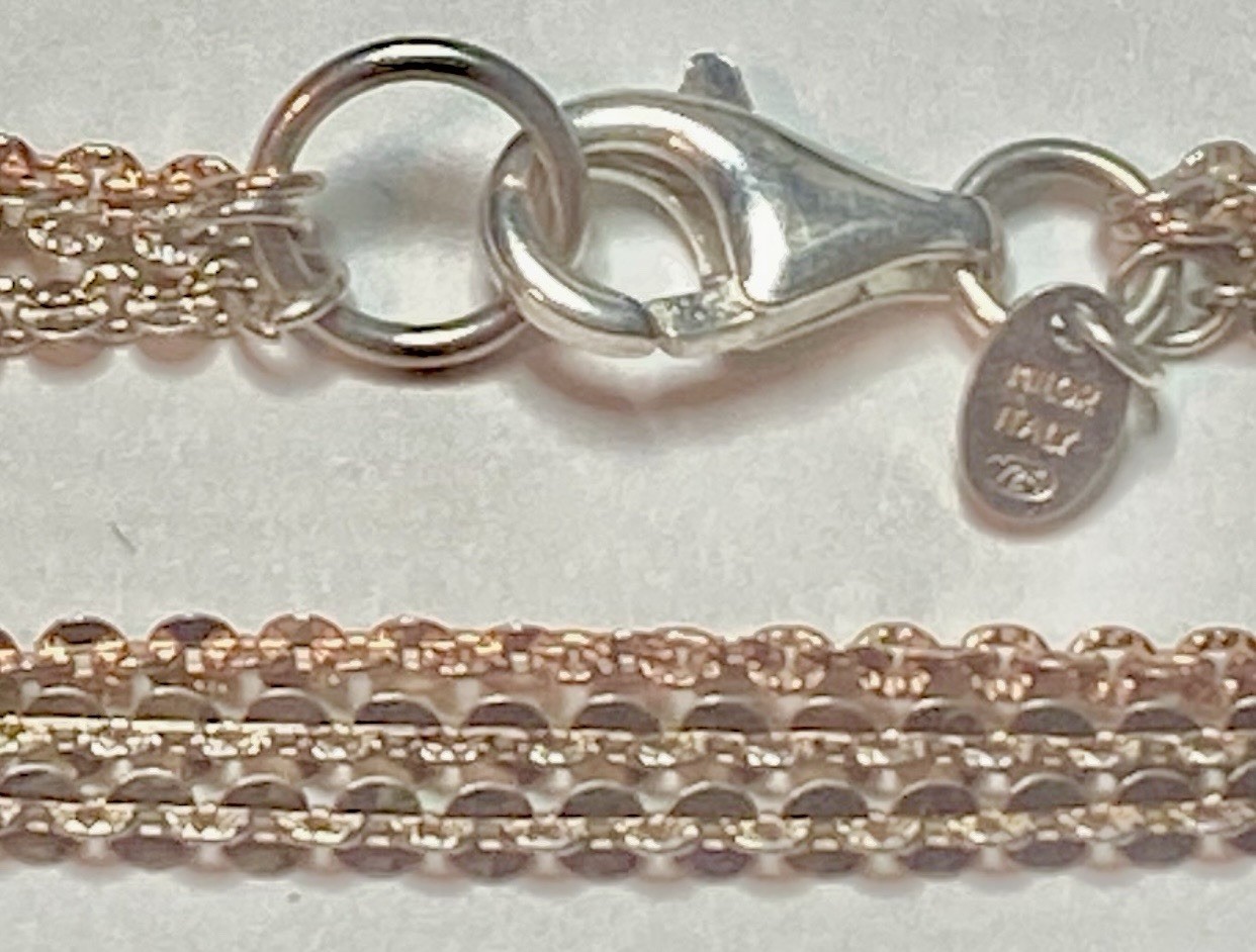 3 CHAIN & MULTICOLORS WOMEN MILOR 925 STERLING SILVER BRACELET 6.6 gr & 9″