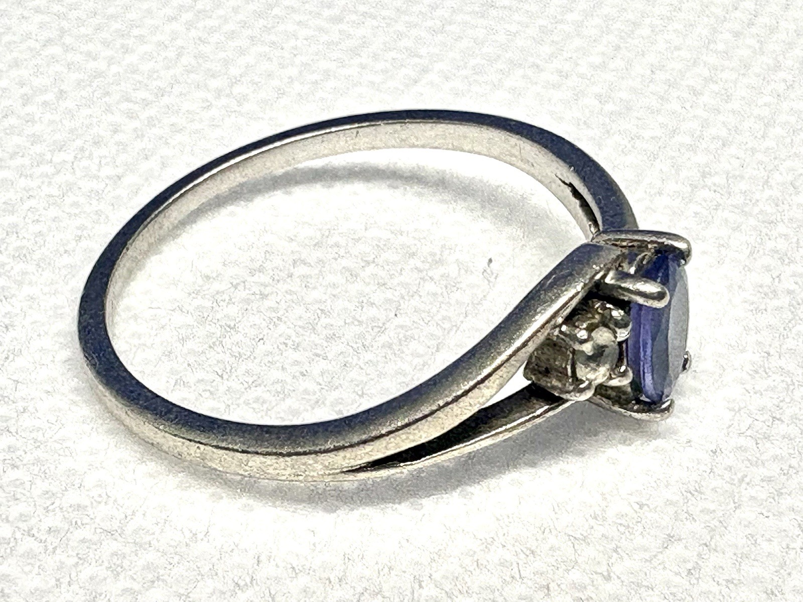 A45 Blue Purple Tanzanite 925 Sterling Silver Bypass Ring size 11 White Topaz