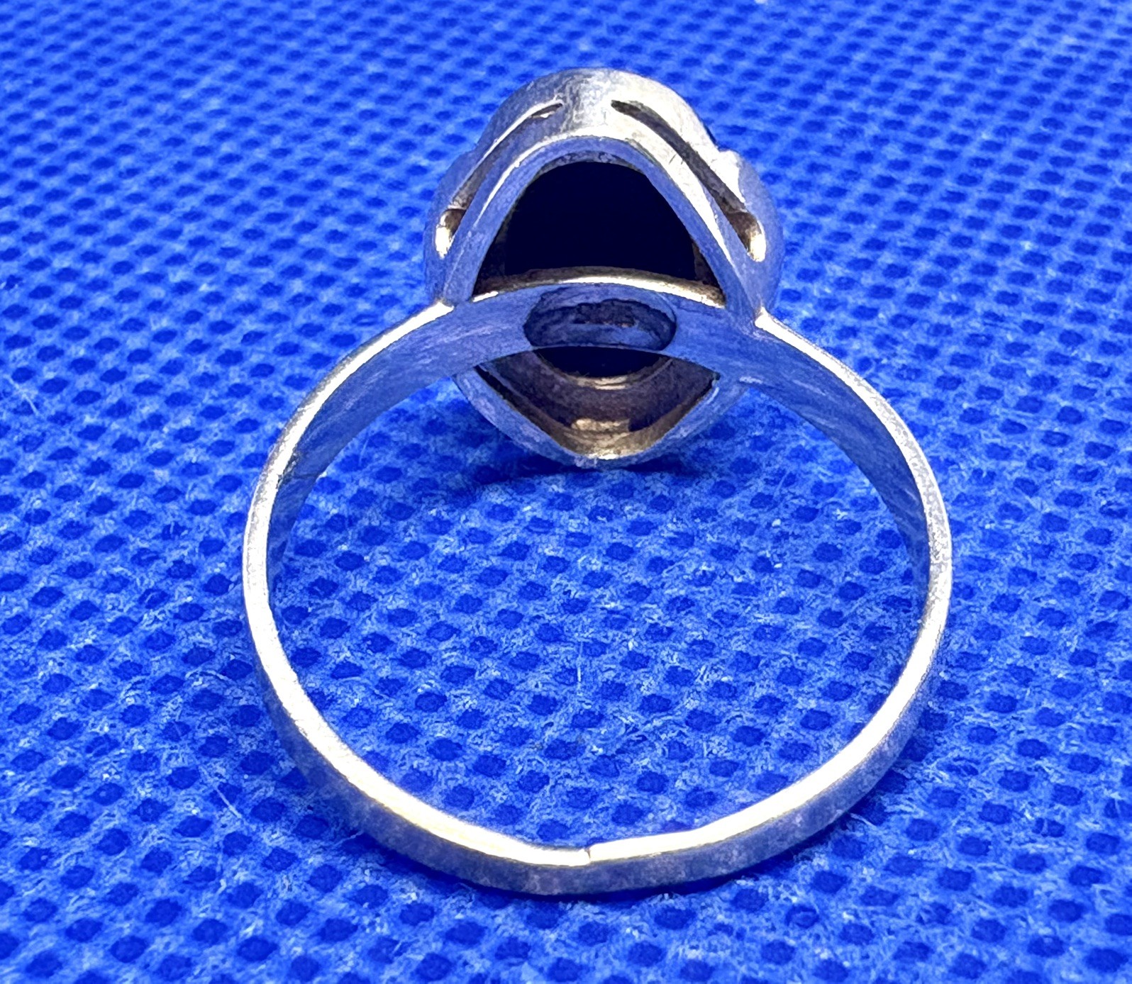 A33 Vintage 925 Sterling Silver Seal Ring Size 8.0 est 1950s Black Onyx 2.9g