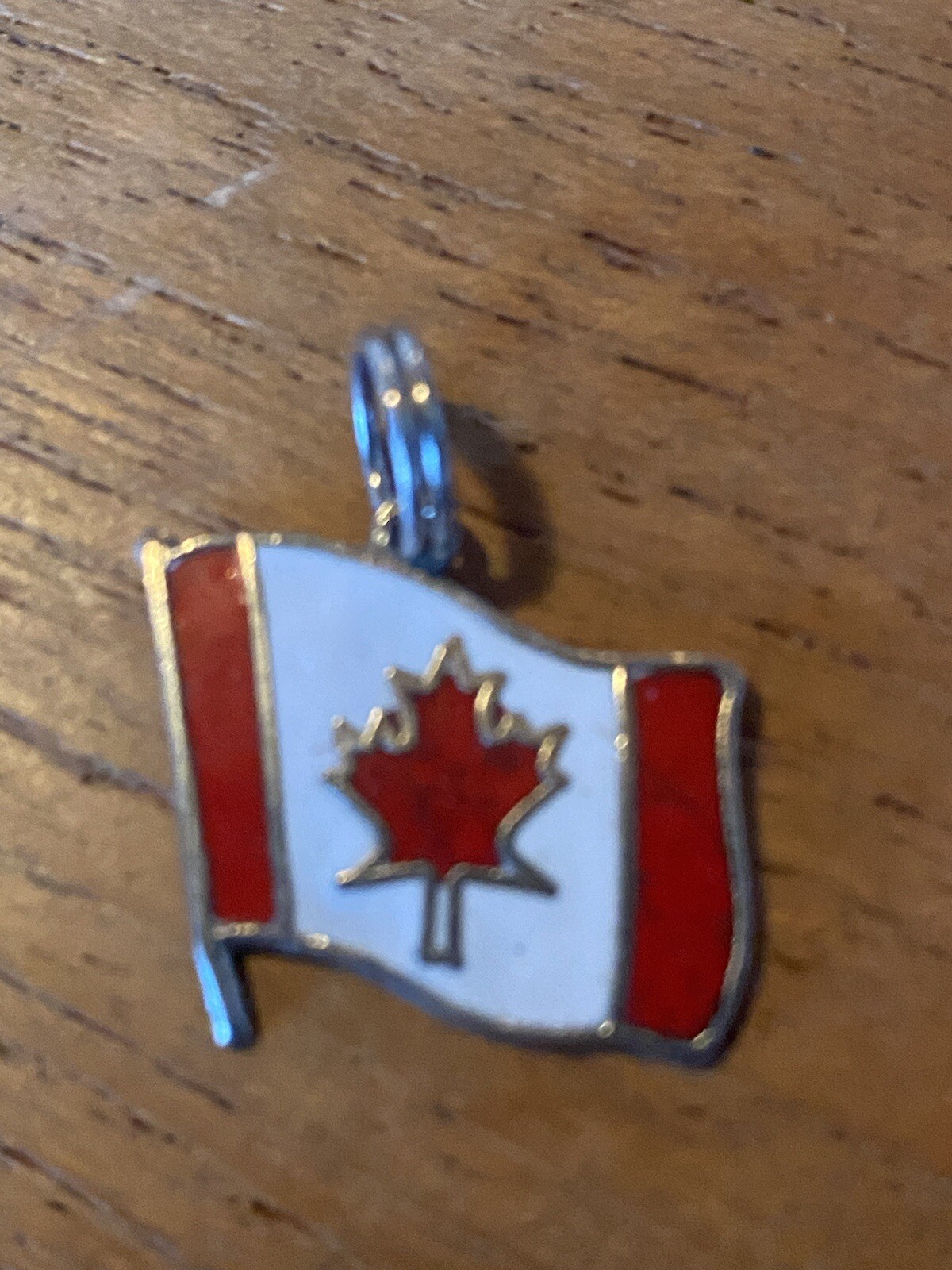 VIntage Sterling Slver & Enamel Charm Canada Flag Souvenir