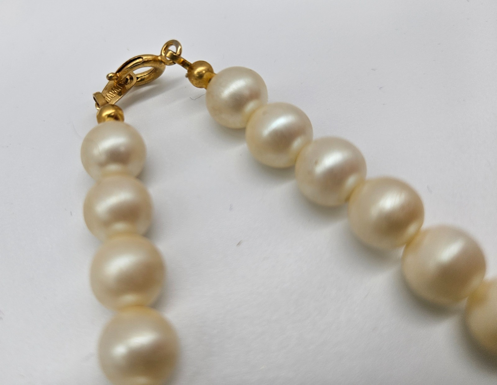 Vintage Japan Faux Pearl Painted Floral Flower Bead 26” Necklace