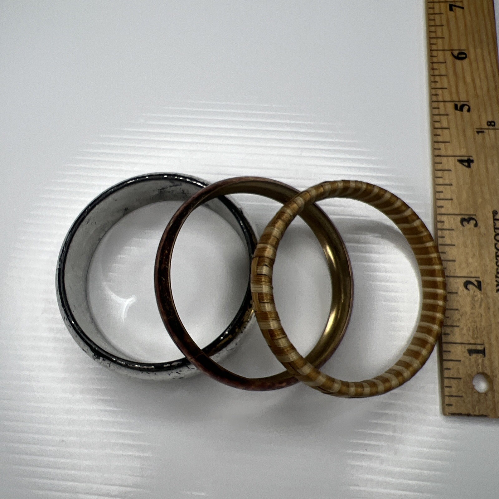 X1 Lot Silver gold spotted hemp wrapped bangles Tribal Boho Retro bracelets