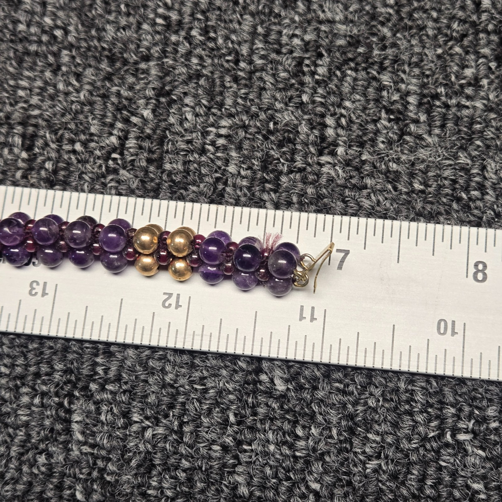 Vintage Purple Gold Bead Necklace Bracelet Set Multi-Strand Jewelry Lot