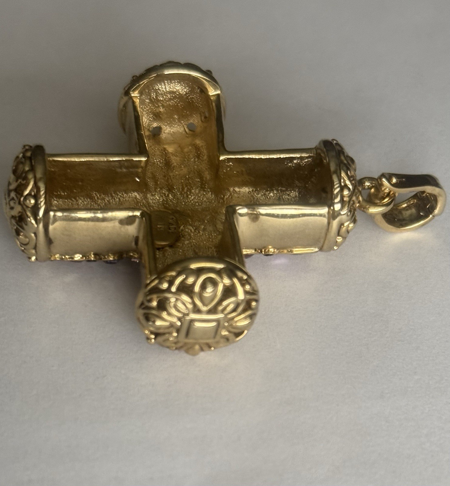 VTG Real Collectibles by Adrienne HSN Heavy 68g Pastel Crystal Byzantine Cross
