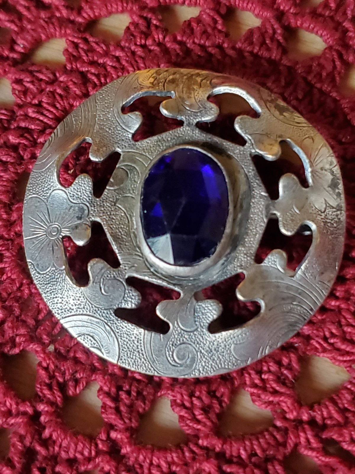 Antique Violet Blue Brooch, vintage pin / jewelry, old, Victorian ?