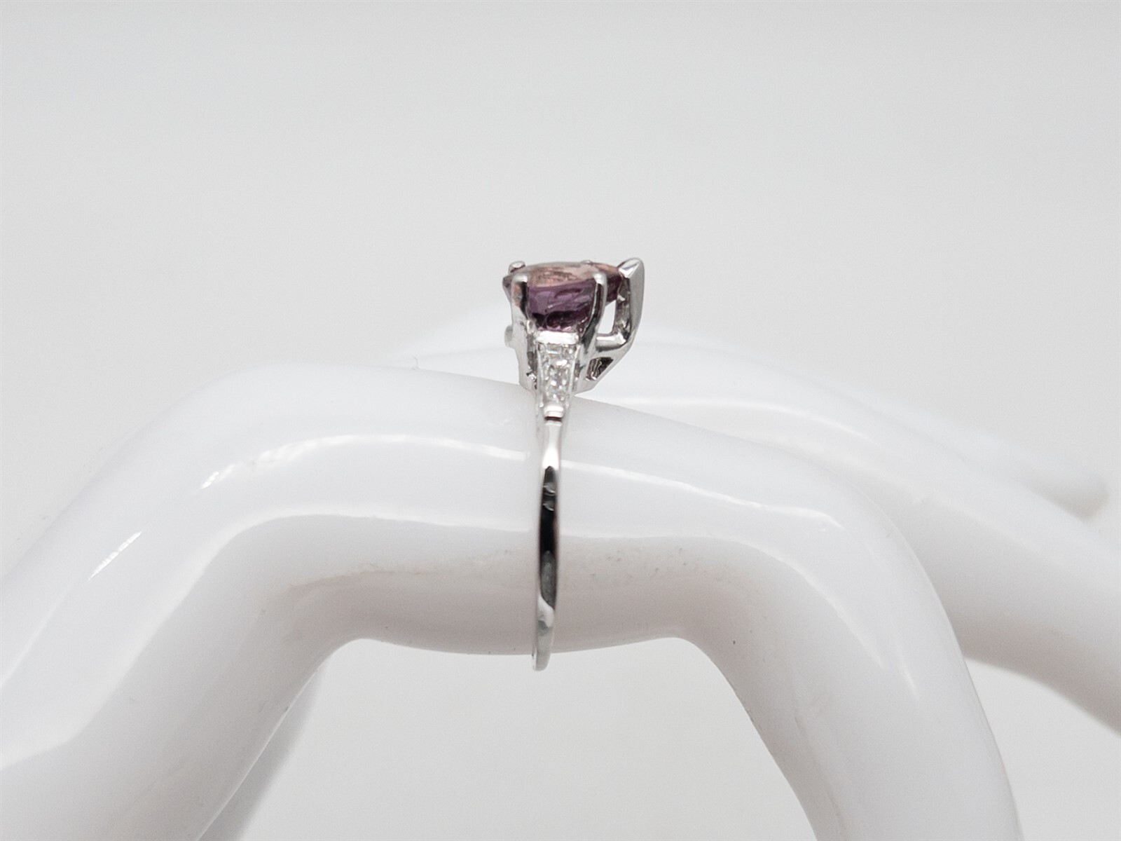 Vintage $4K 1.50ct NO HEAT Purple Pink Pear Sapphire Diamond 14k White Gold Ring