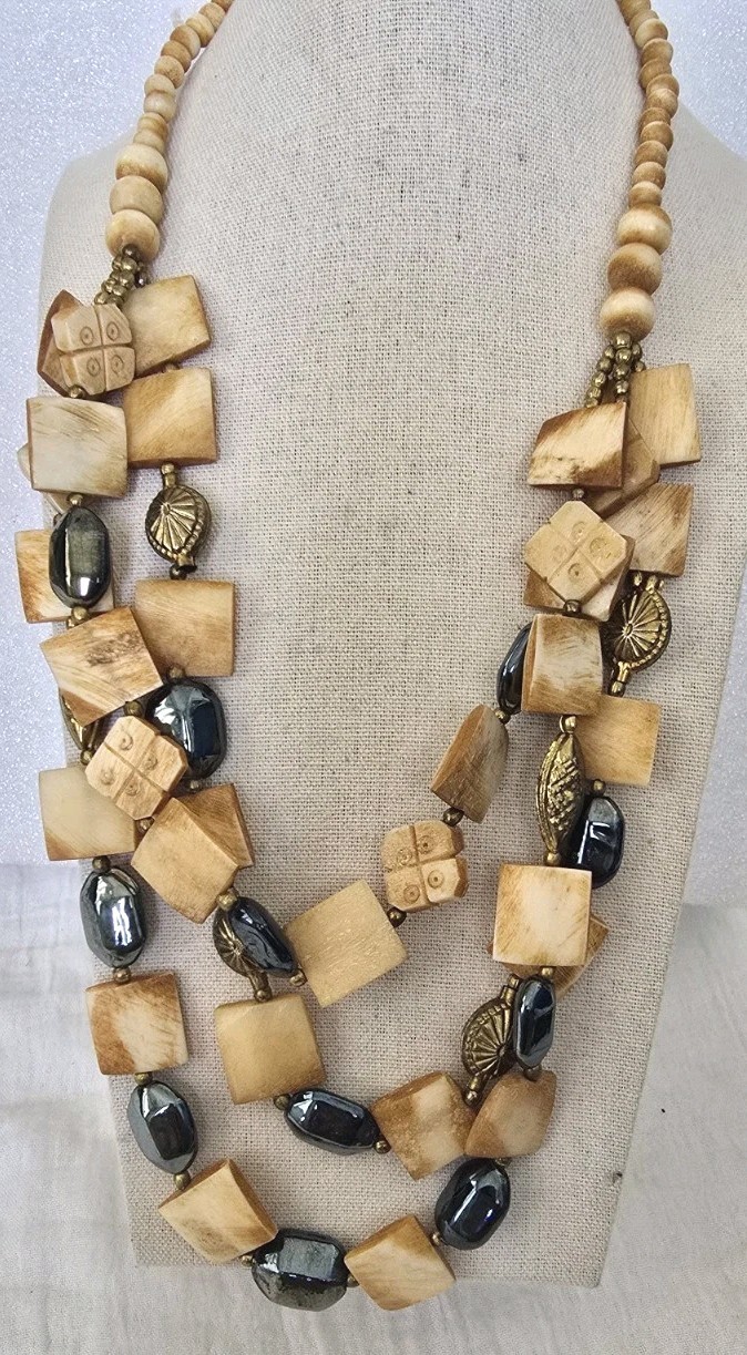 Vintage Bohemian Style Statement Multi Strand Necklace 26 Inch