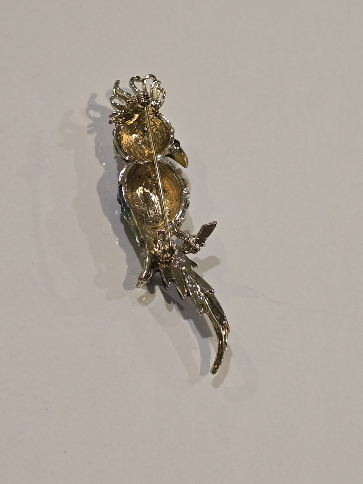 Rhinestone Cockatoo Parrot Bird Brooch Pin Crystal Rainbow Enamel Tropical Bird