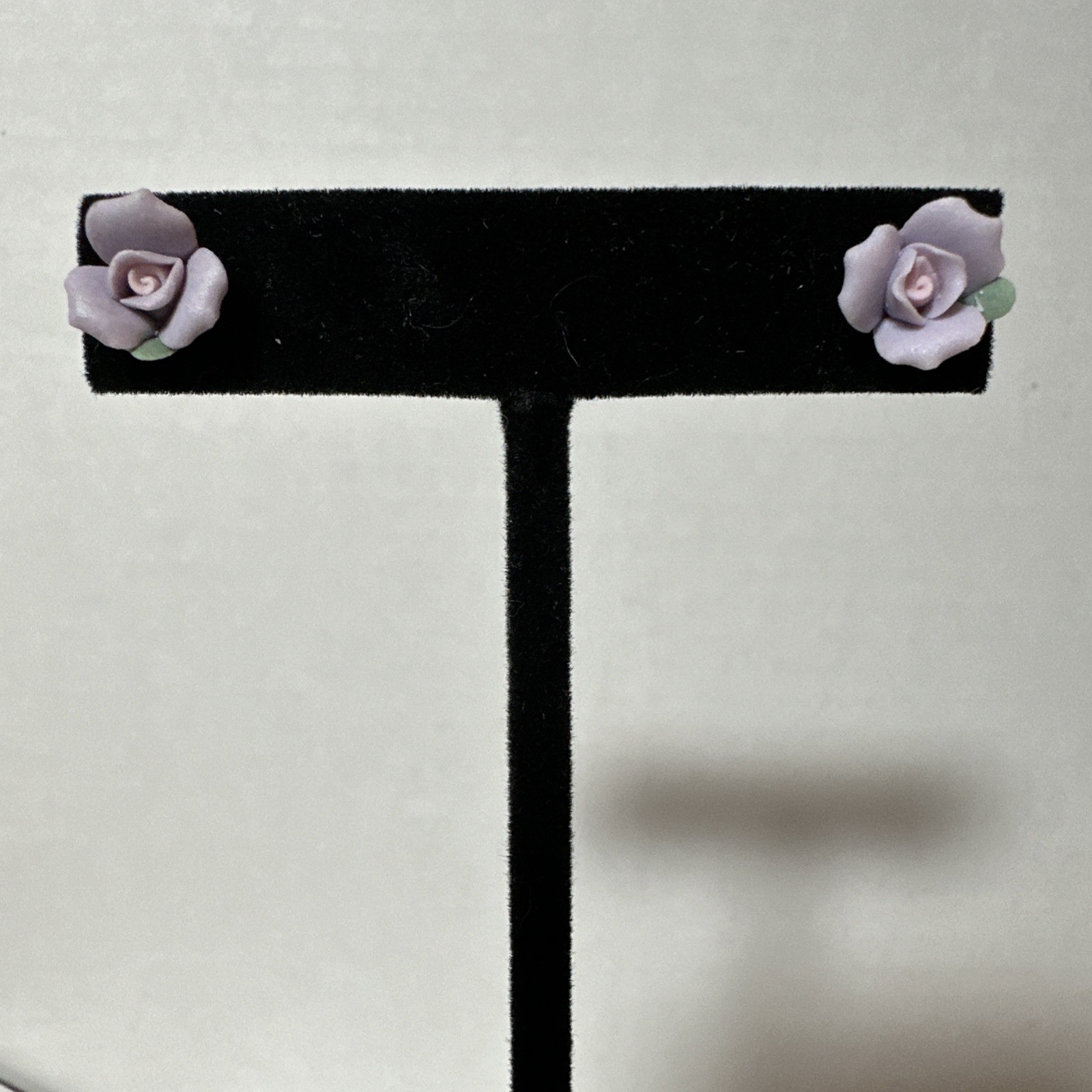Floral Earrings and Brooch Pin Set Soft Colors of Purple, Pink, and Ivory Roses