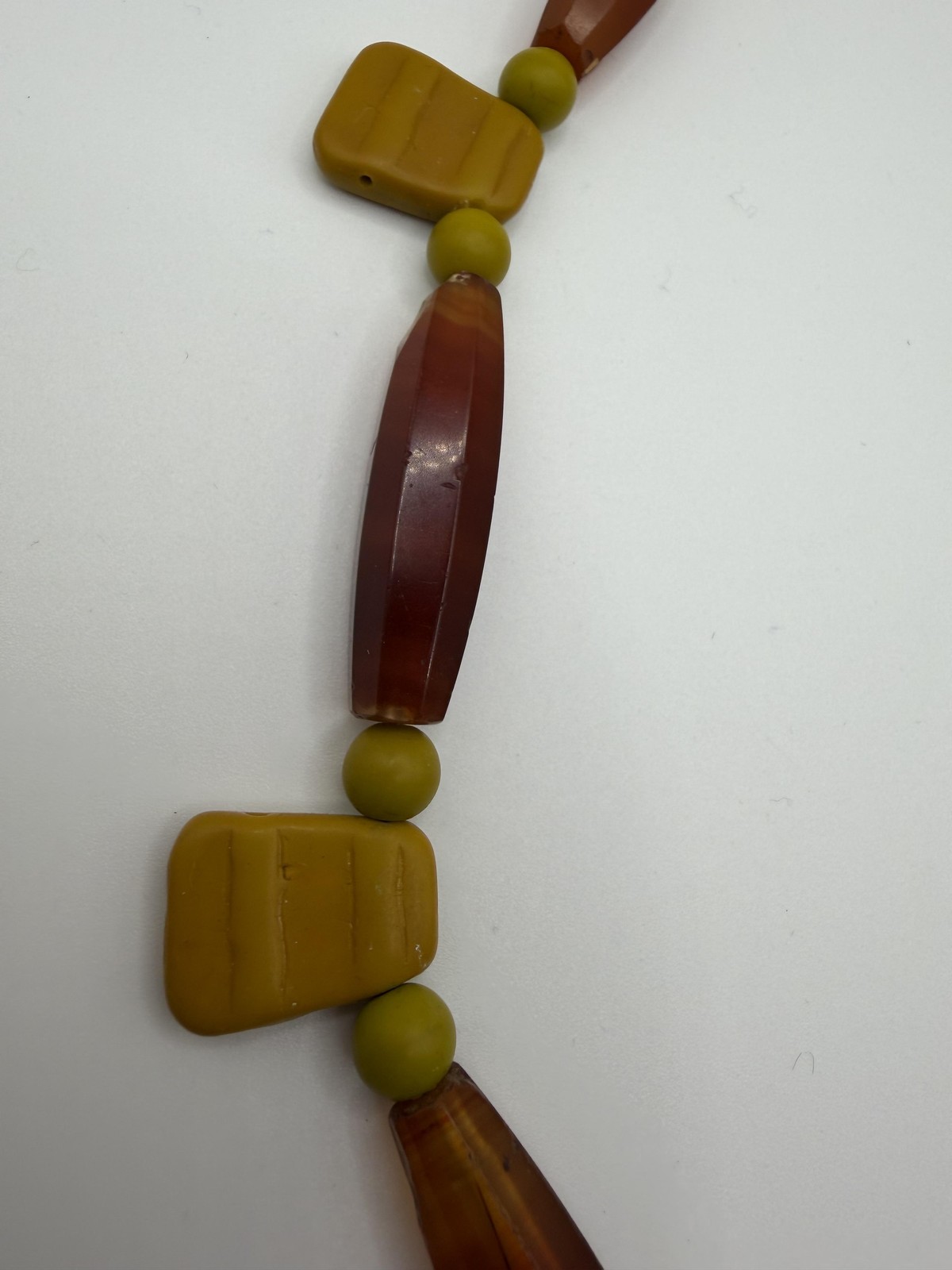 925 BROWN YELLOW BEADED STATEMENT NECKLACE TOGGLE CLASP BOHO 23IN WOMENS JEWELRY