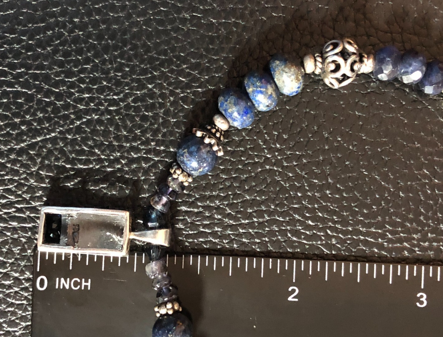 Vintage Sterling Silver Lapis Bead Necklace Boho Natural Blue Gemstones 19″ 6060