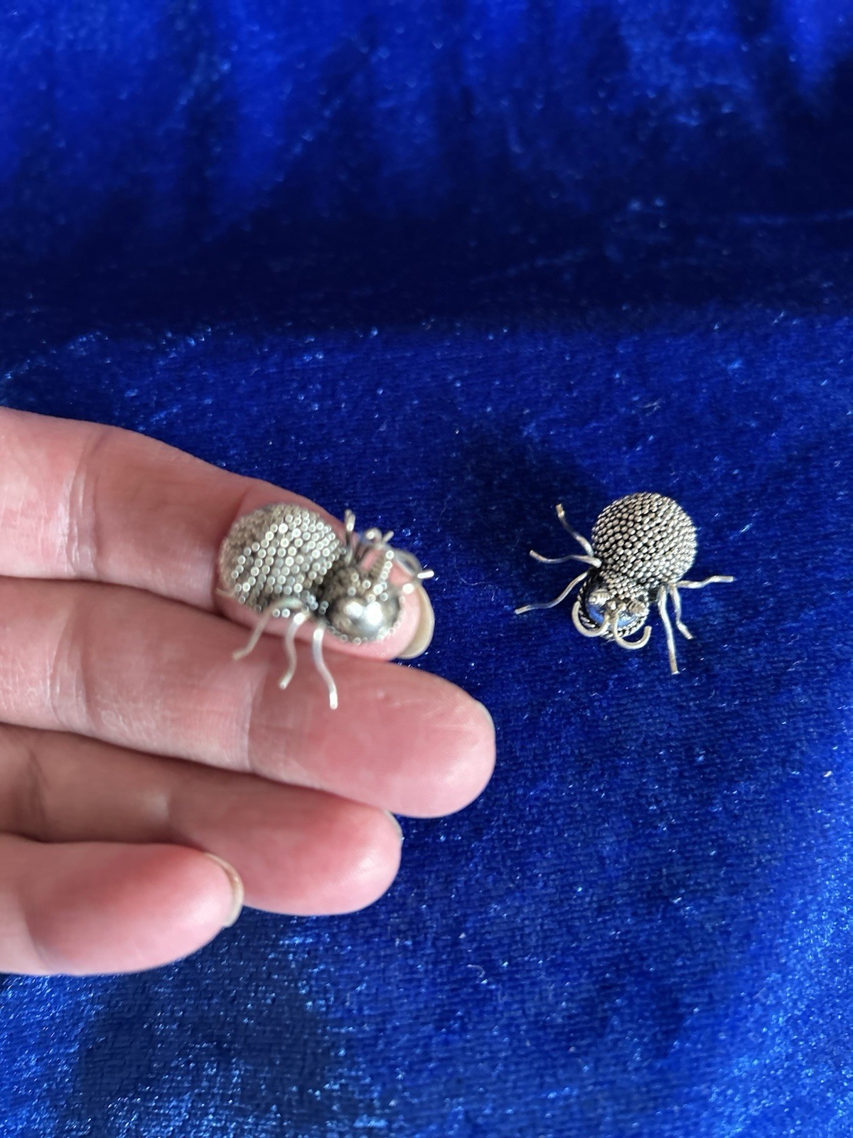 Vintage Sterling Silver Handmade Beetle Brooch/pins 2 Great Detail Nice Work
