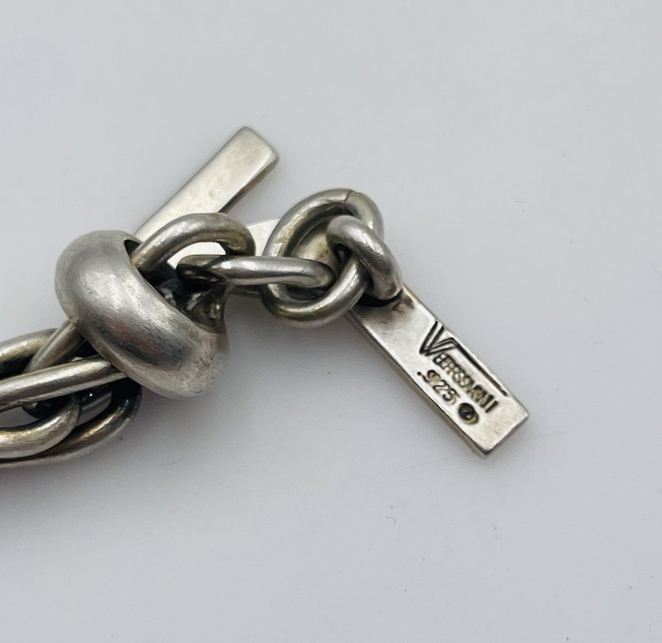 Versani Vintage Sterling Silver Spiga Wheat Chain Toggle Necklace 18″