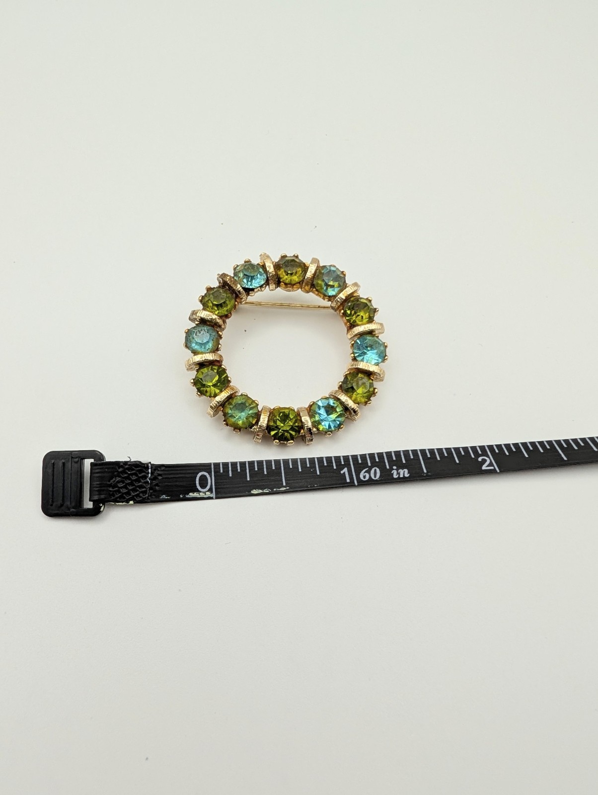 Vintage 1950’s Blue And Green Cluster Clip-on Earrings And Brooch