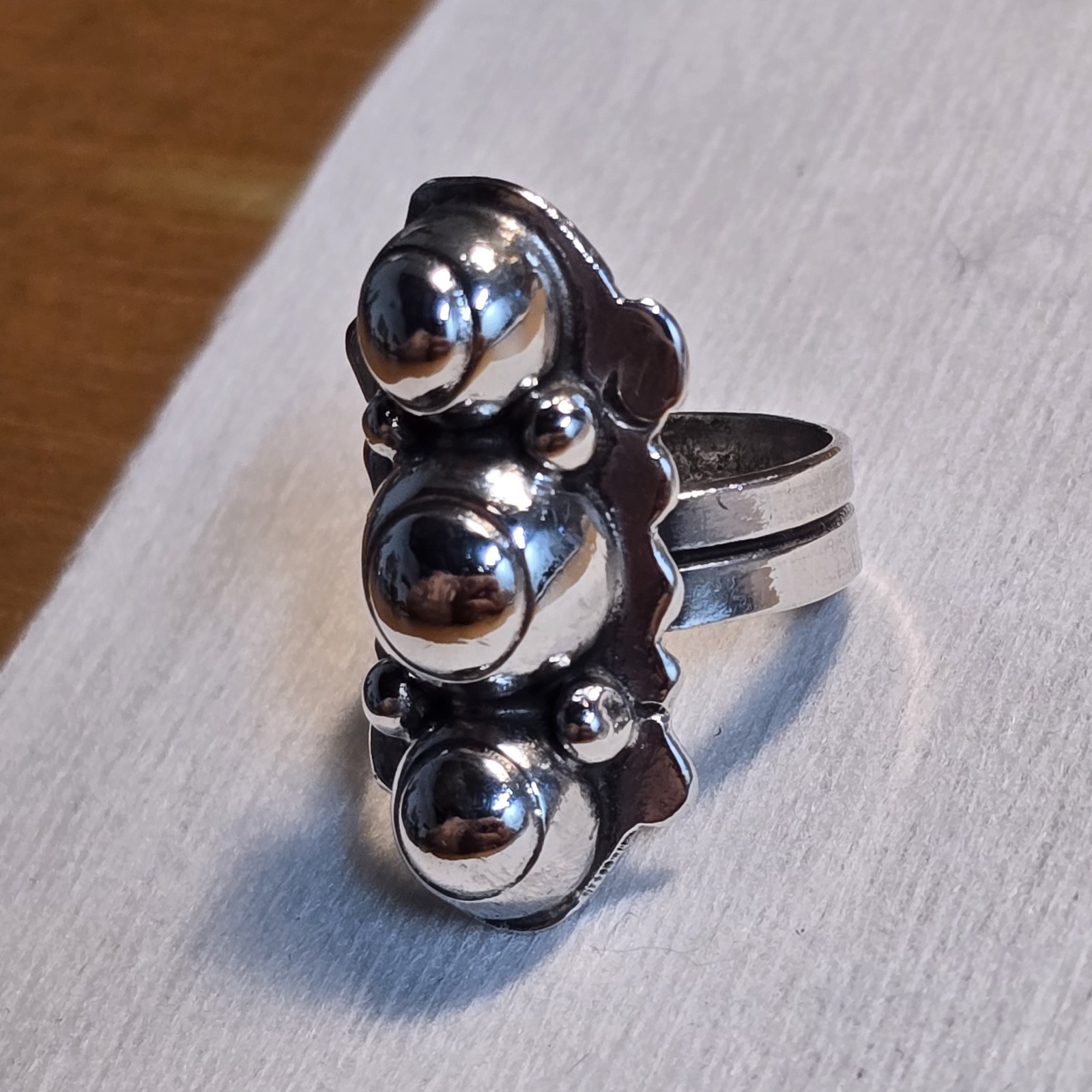 Taxco Mexico .980 Sterling Silver Triple Dome Modernist Ring Sz 5 Ring