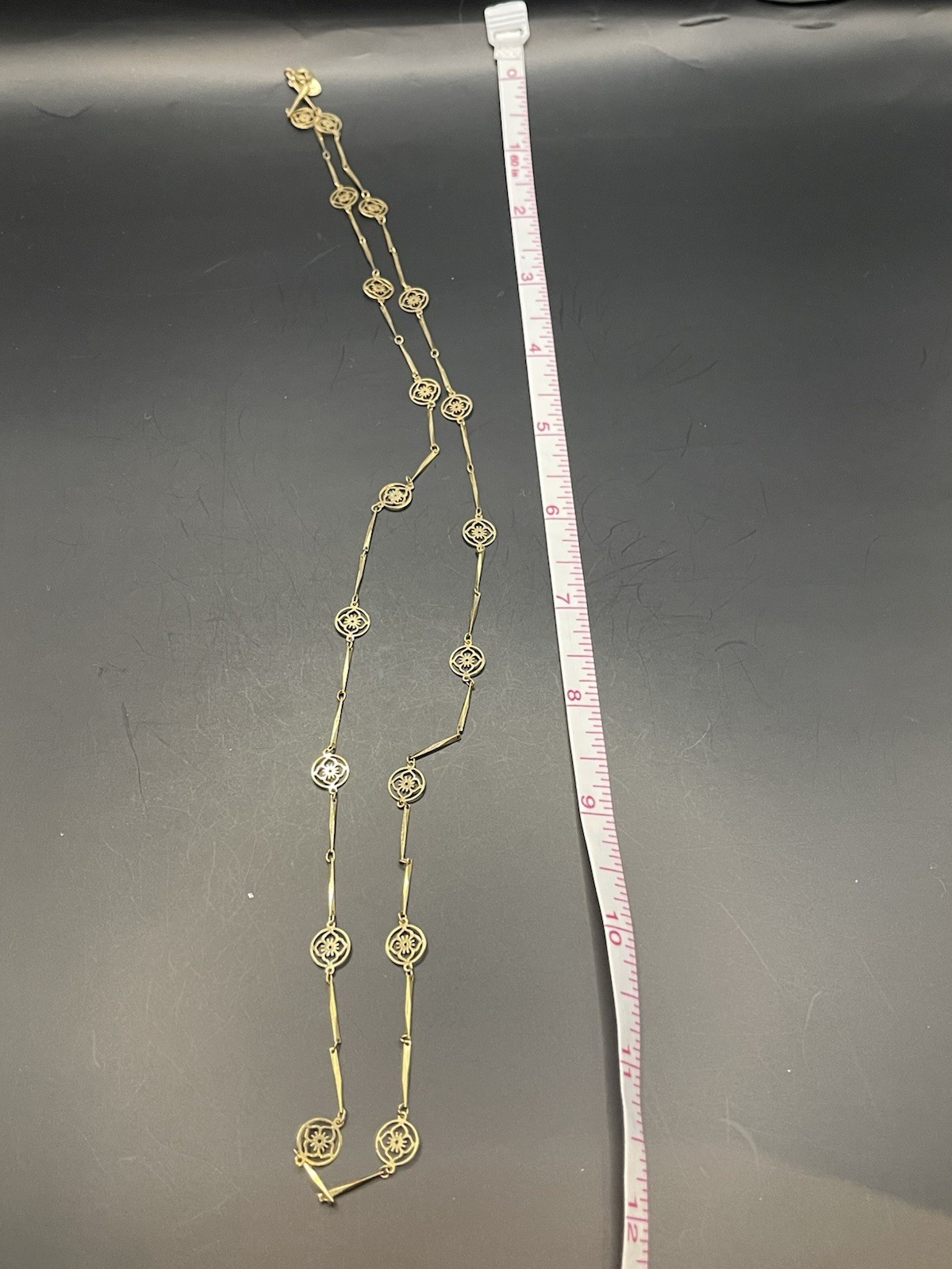 Avon Flower Lace Necklace Dainty Bar Link Chain Gold Tone Floral Vintage