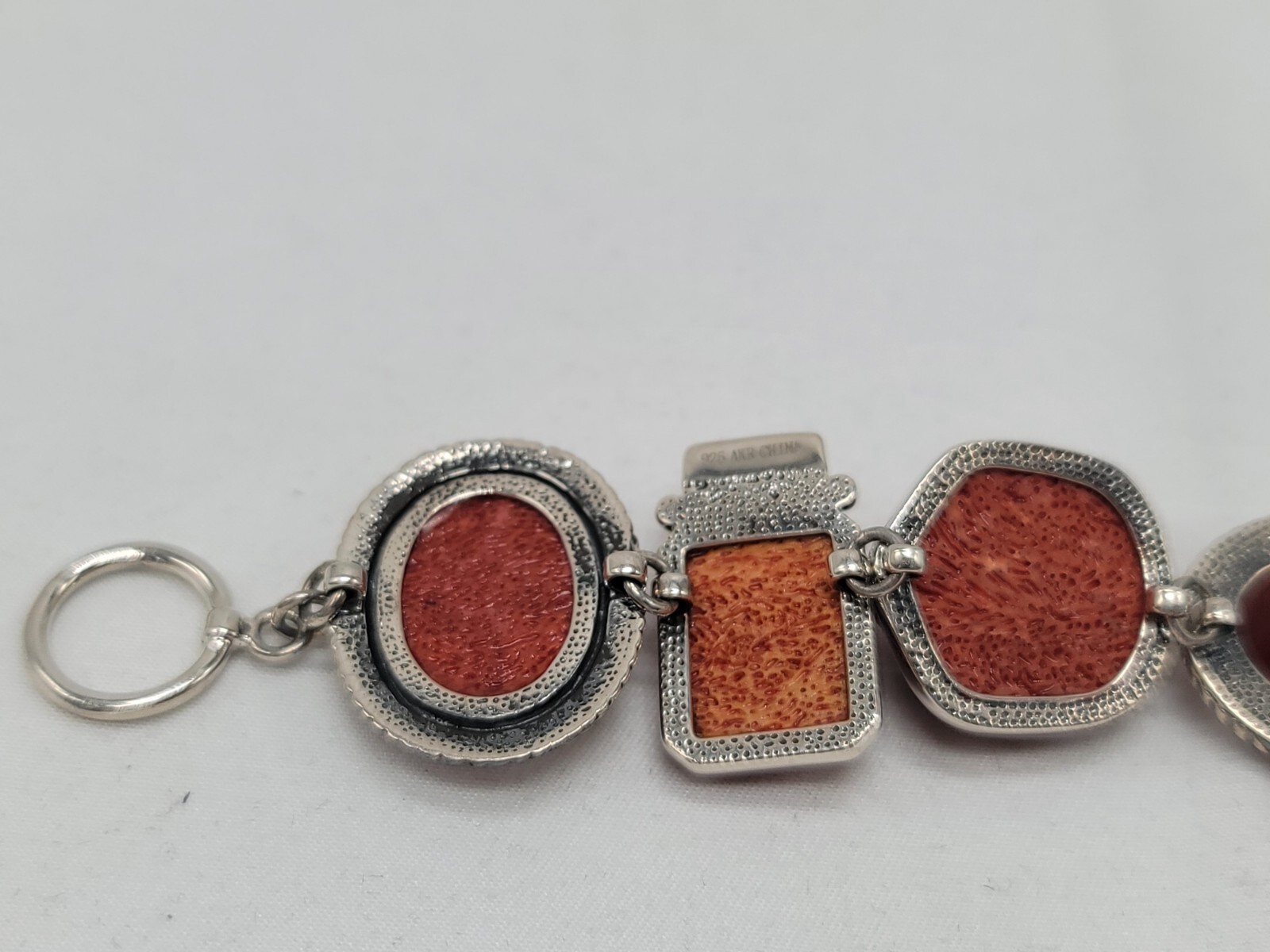 Amy Kahn Russell Hand Carved Red Jasper Carnelian Cabochon Toggle Bracelet NIB
