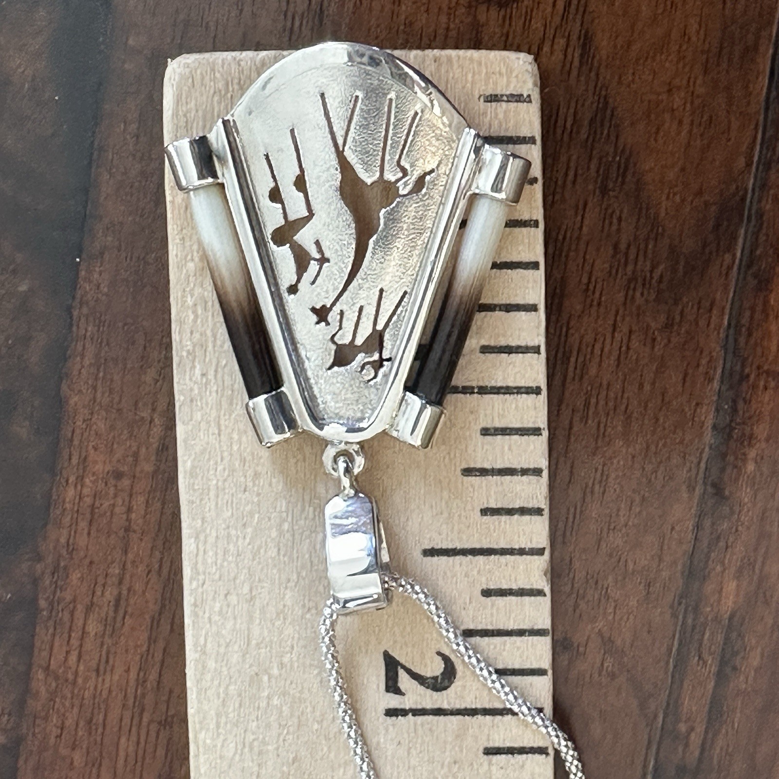 VTG Artisan Pendant Necklace 18 Inch Giraffe Africa Safari Sterling 7.8g Rare