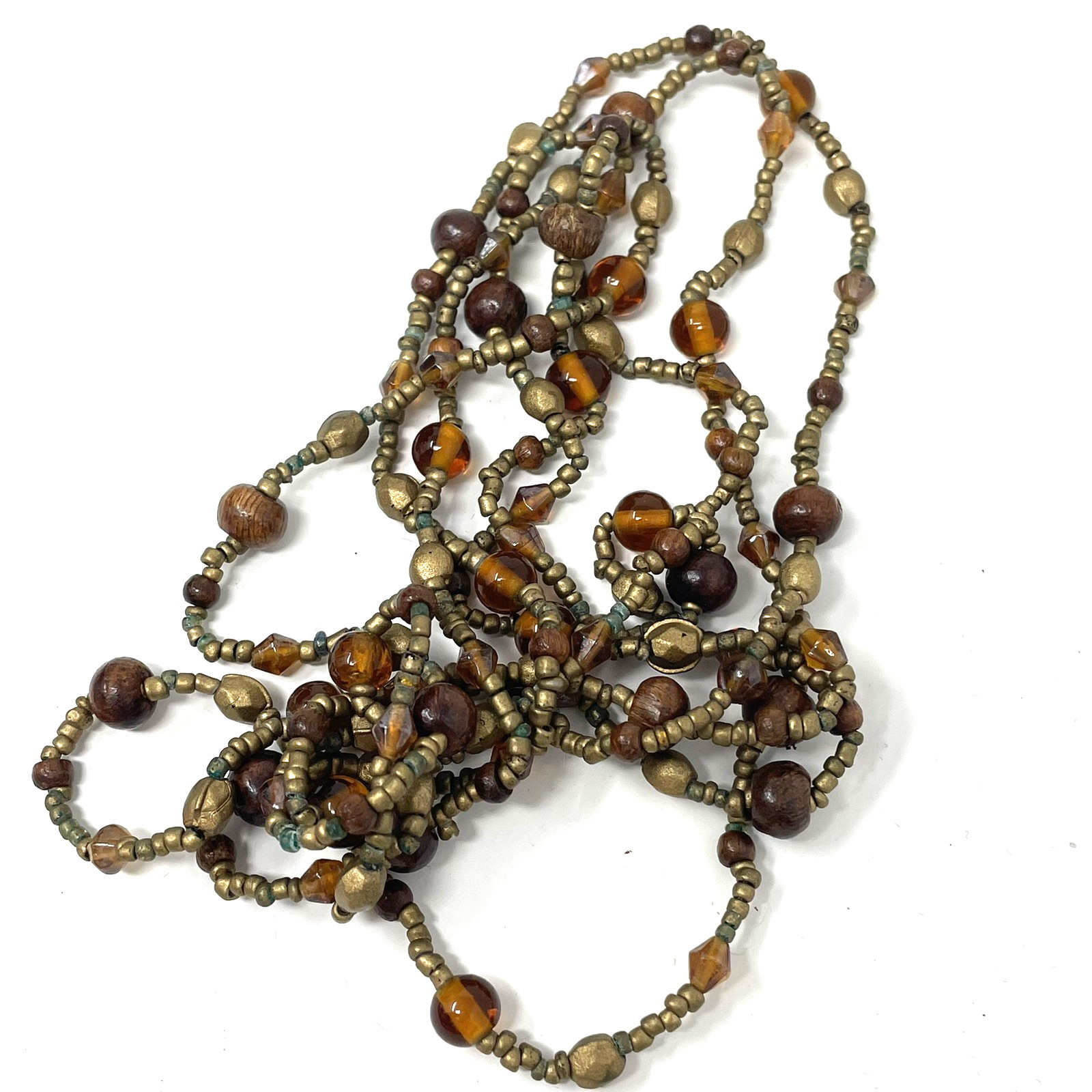Vintage Estate Necklace Bracelet Lot 23 Brown Tones Mixed Ethnic Moonstone Beads