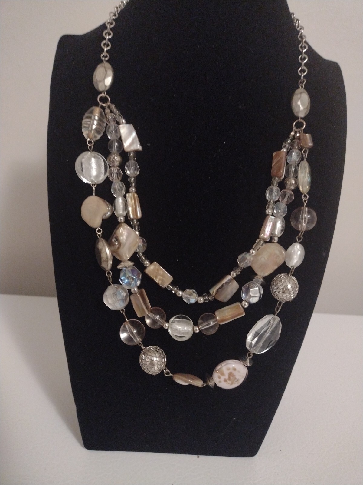 3 Strand Graduated Beaded Abalone Necklace Jewelry