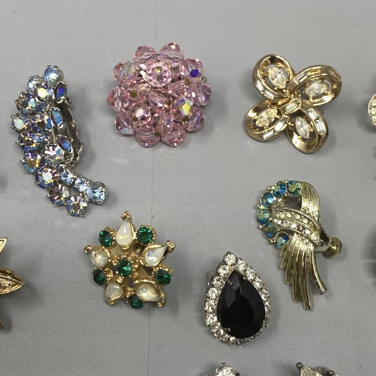 VTG Rhinestone Single Earring Lot 20 Astro Nolan Miller Florenza Trifari Coro