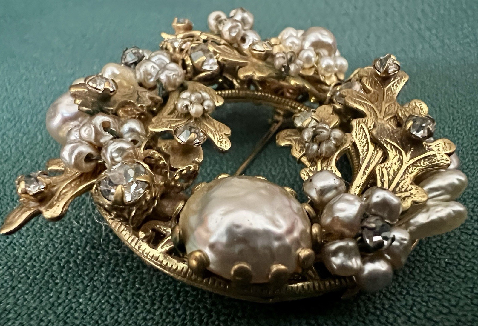 ORIGINAL BY ROBERT STUNNING PEARL RHINESTONE VTG BROOCH PENDANT MINTY CONDITION