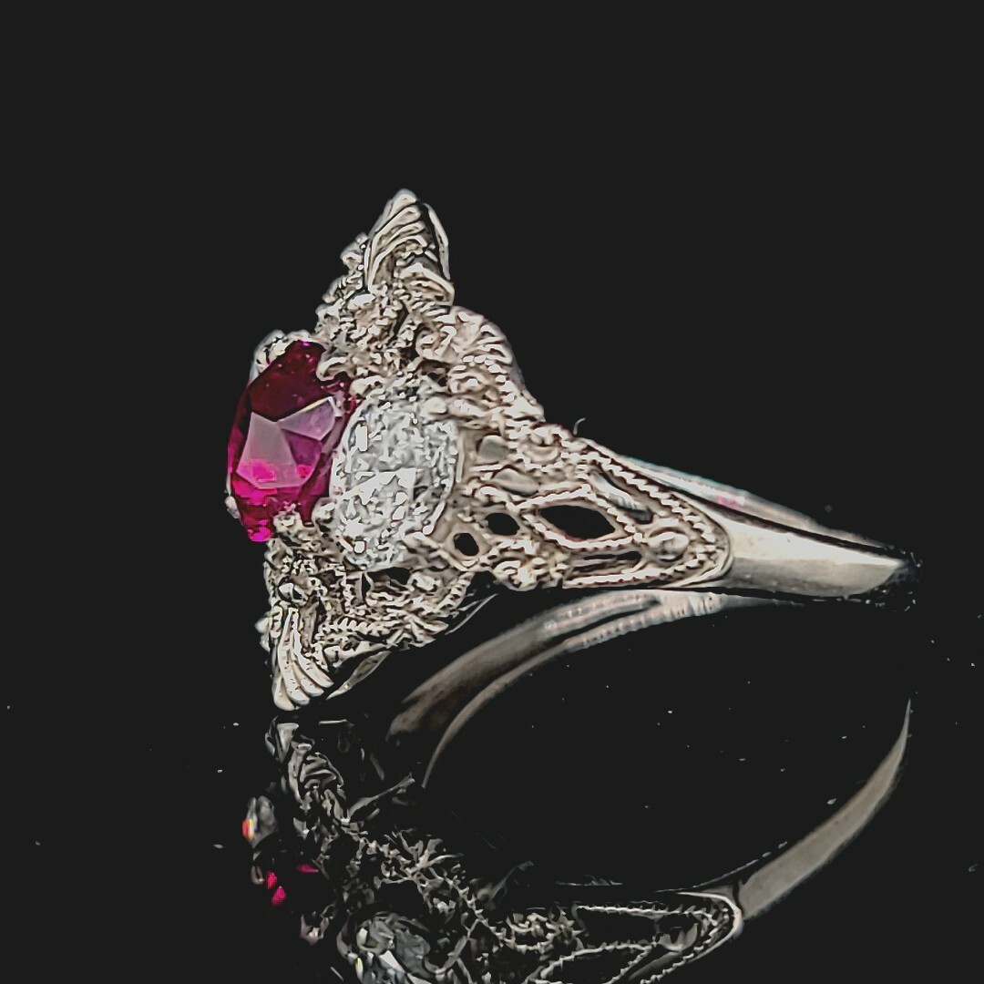 Platinum vintage art deco untreated ruby diamond ring 1.52ct GIA Cert 1920’s