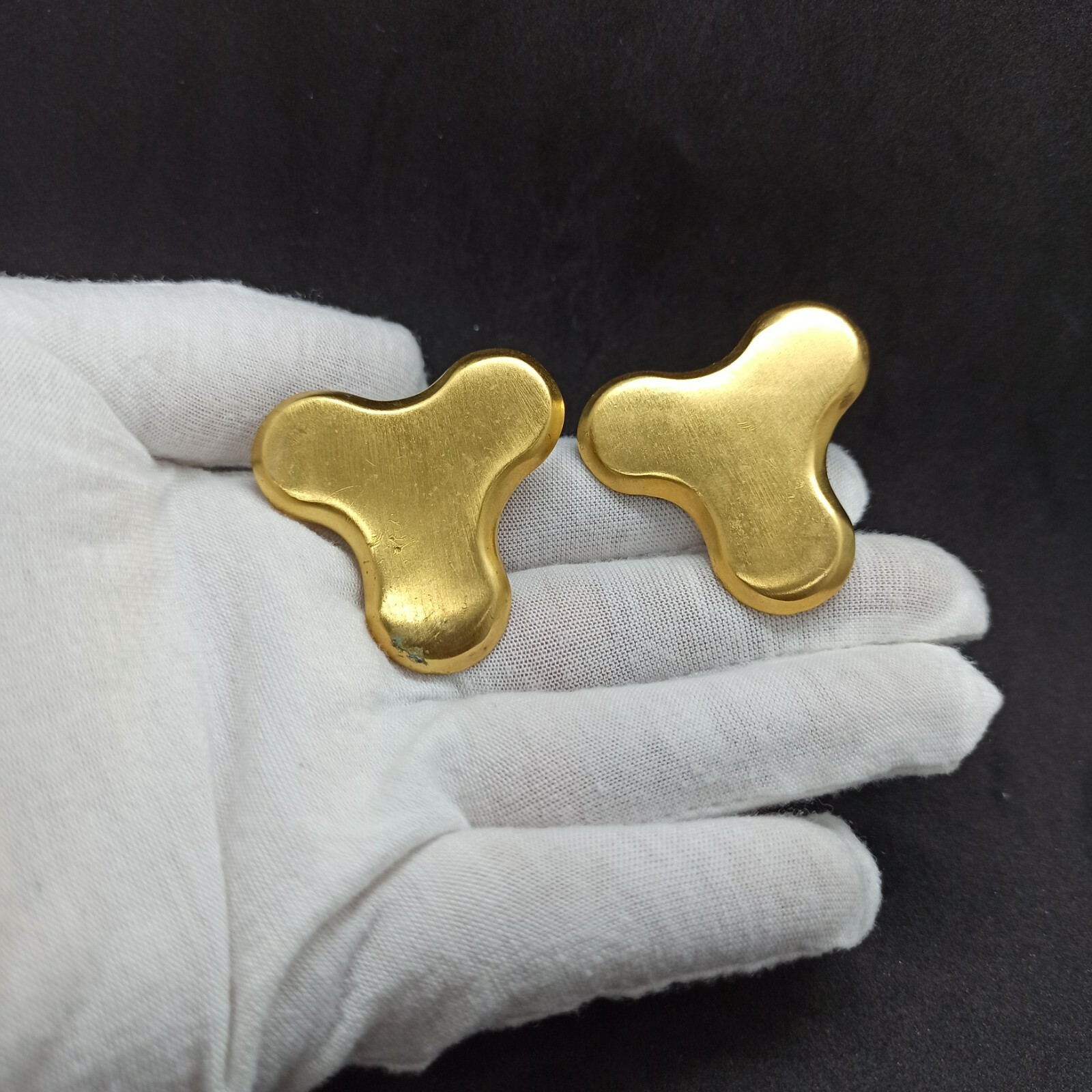 Authentic Vintage Signed REVERE Earrings Large Clover Gold Modernist Elegant