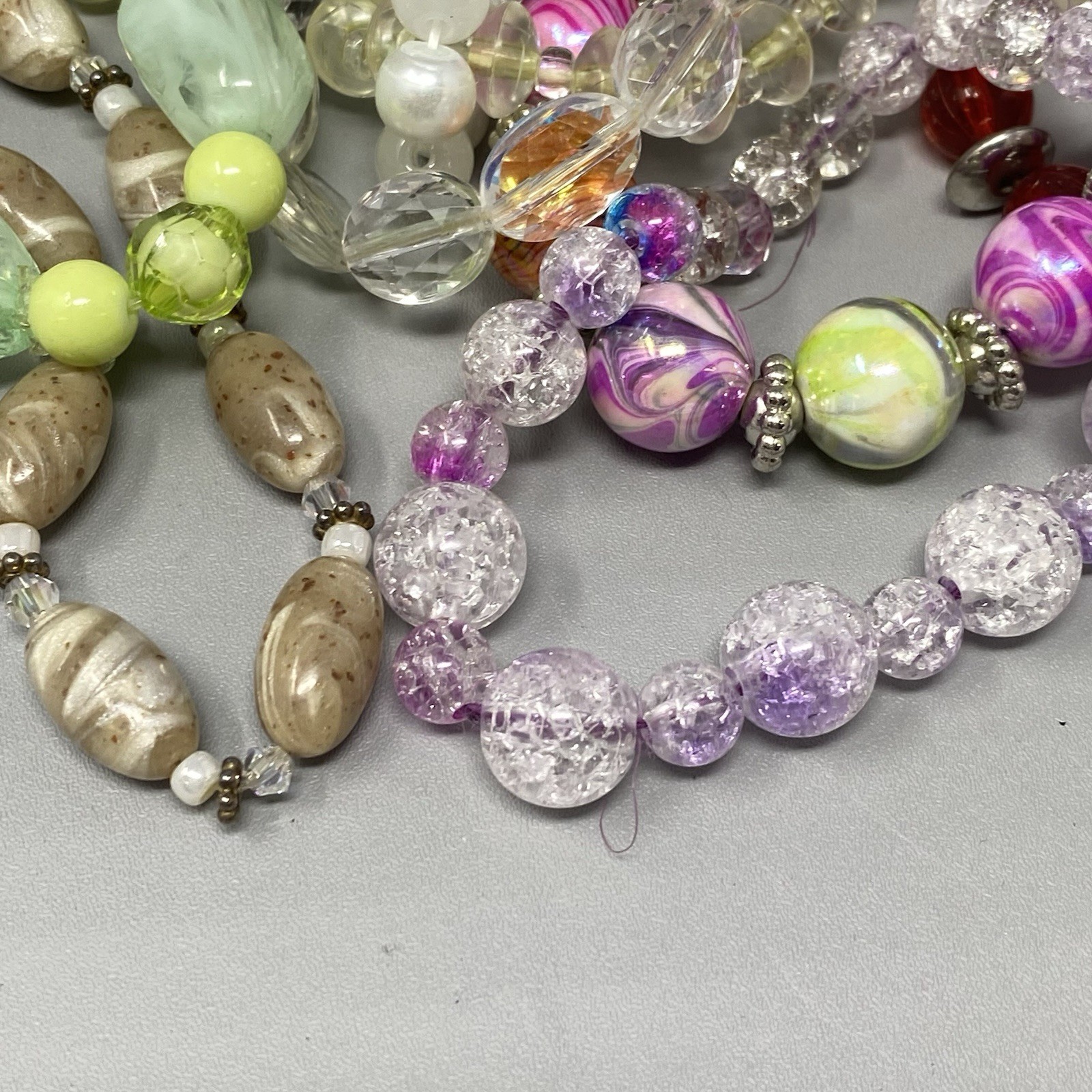 Acrylic Beaded Bracelet Lot Stretch Craft Multicolor Chunky Lot of 10