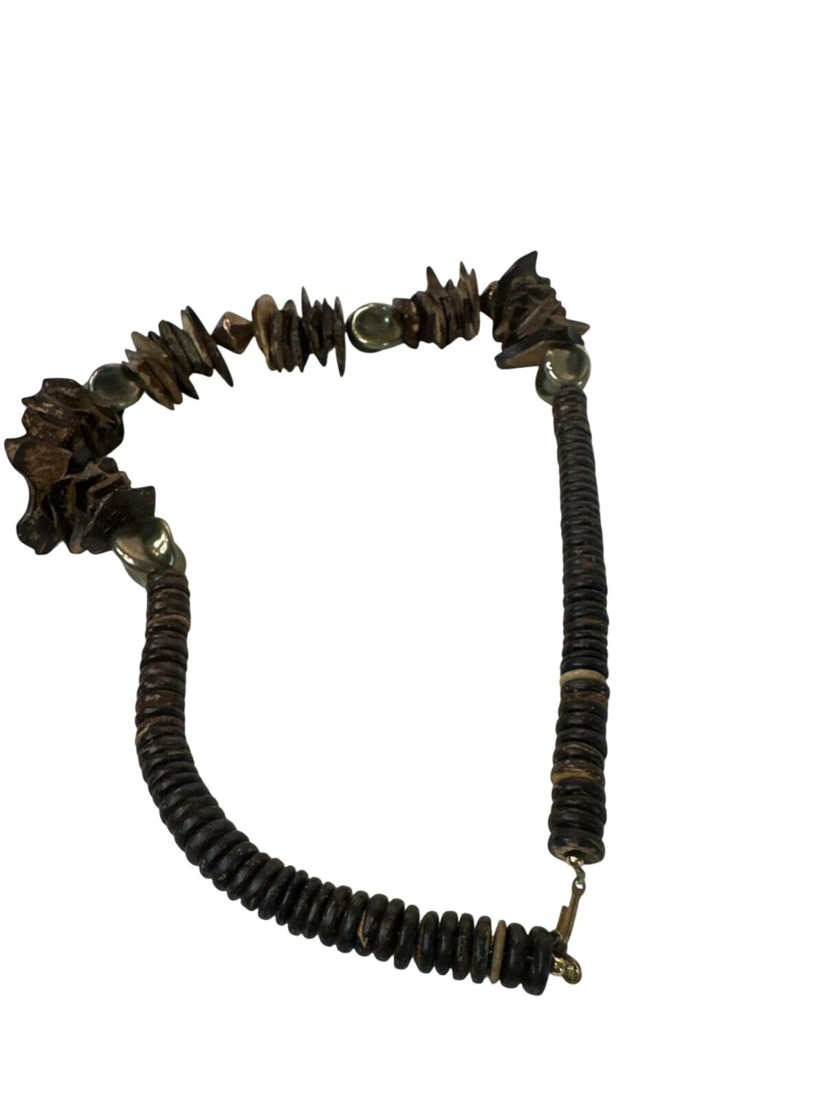Chunky Necklace Brown Natural Wood Safari Tribal Style Hippie Boho 23″ Vintage