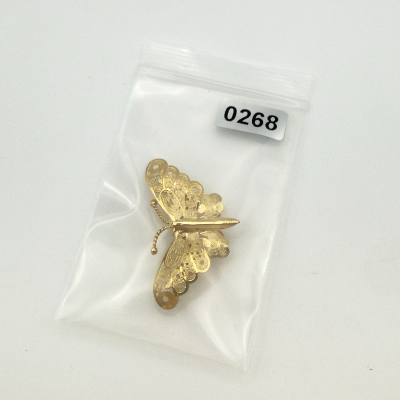 Vintage Gold Tone Filigree Butterfly Brooch Small Delicate Pin Spring