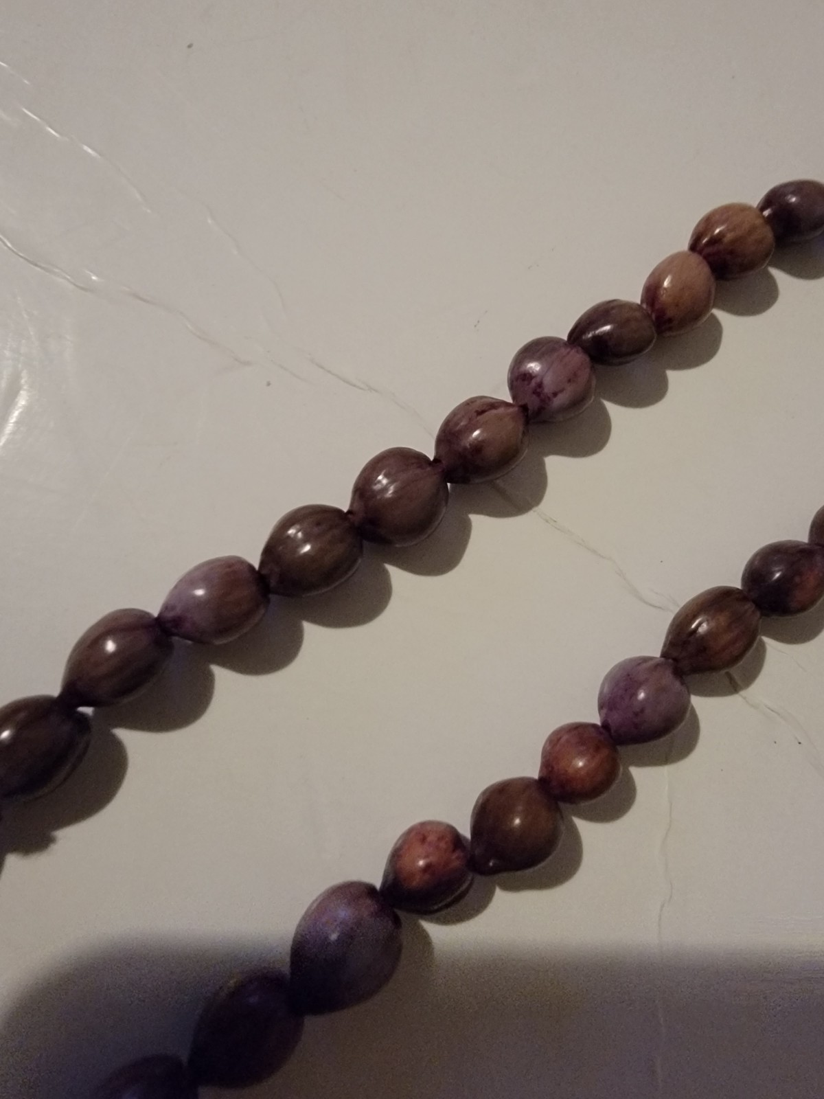 Polished Stone Bead Necklace Beaded Pink Purple Red Vintage