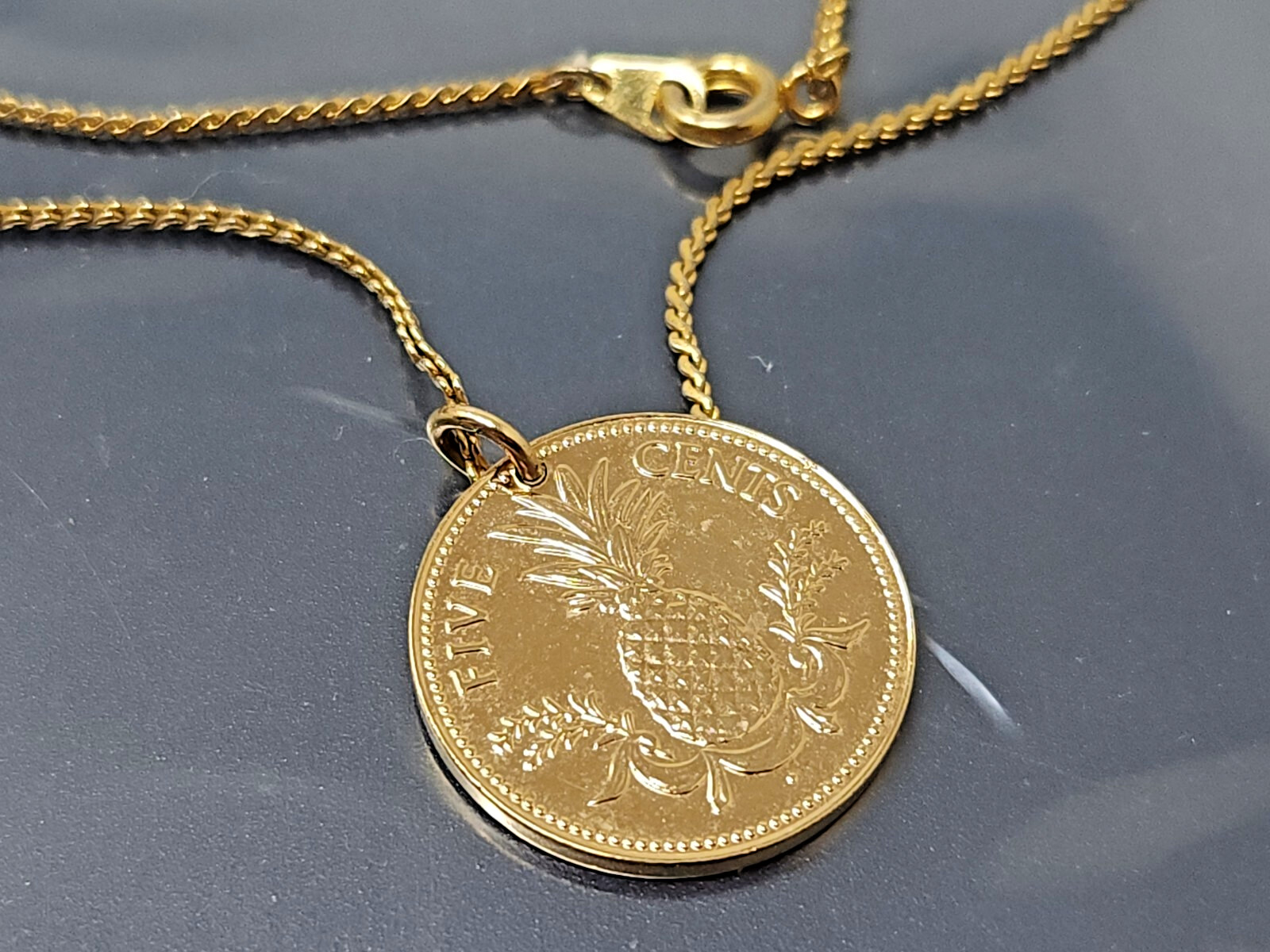 Vintage 1/20 12K GF Chain Coin Pendant Necklace 15″