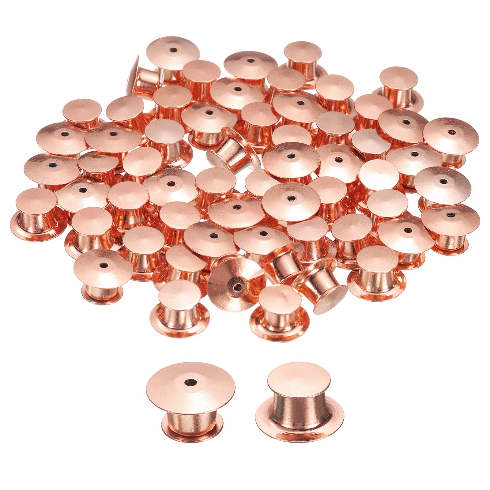 60Pcs Metal Locking Pin Backs, Pin Keepers Locking Clasp, Rose Gold