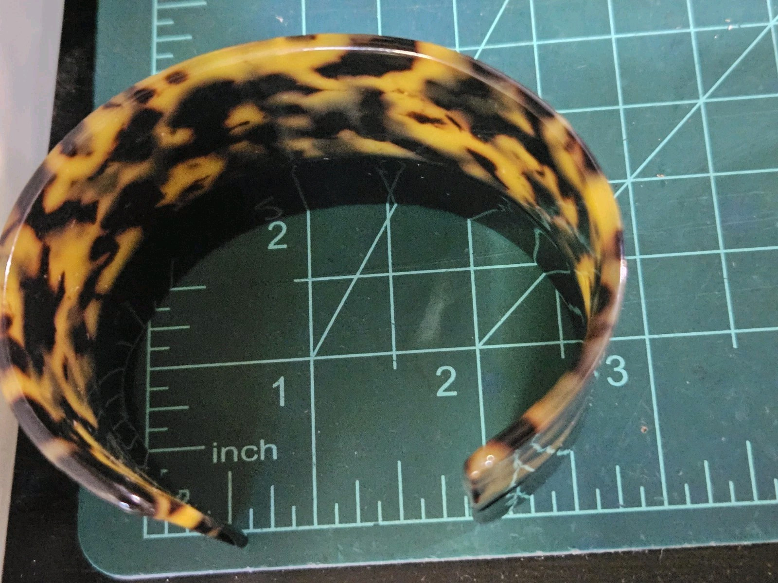 Vintage Faux Tortoise Shell Plastic Acrylic Wide Cuff Bracelet