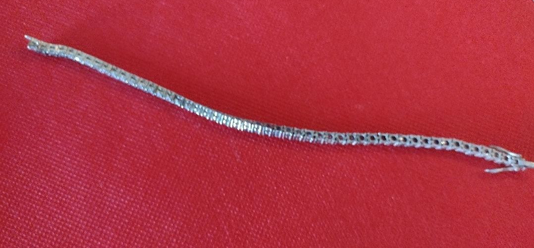 Vintage 925 cz tennis bracelet w double catch 7 1/2 inch