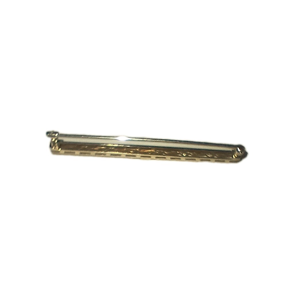 Antique 14kt White Gold and Small Sapphire Bar Pin with Safety Clasp