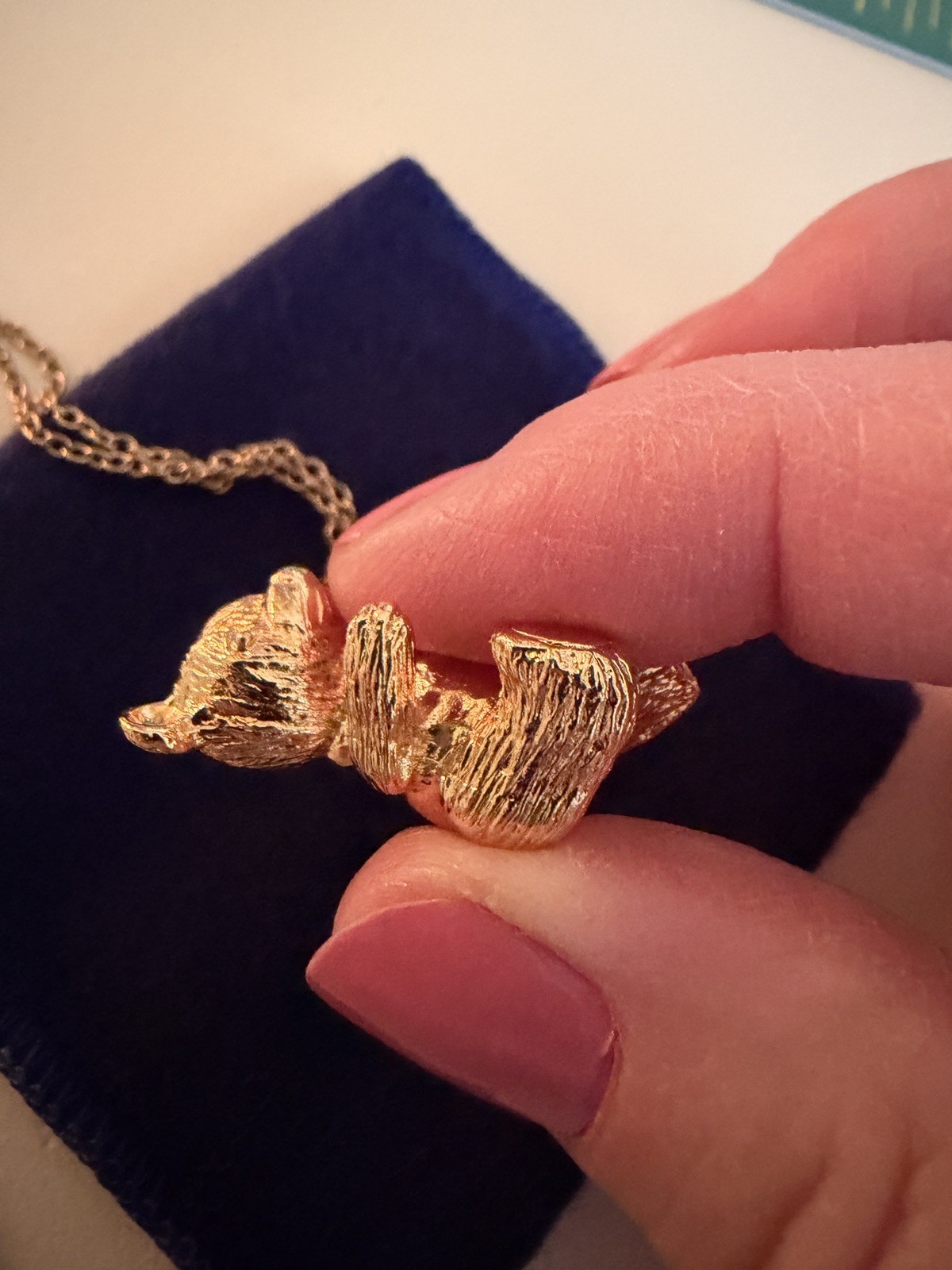 Vintage Franklin Mint 24kt Gold Plated 1978 Teddy Bear Pendant